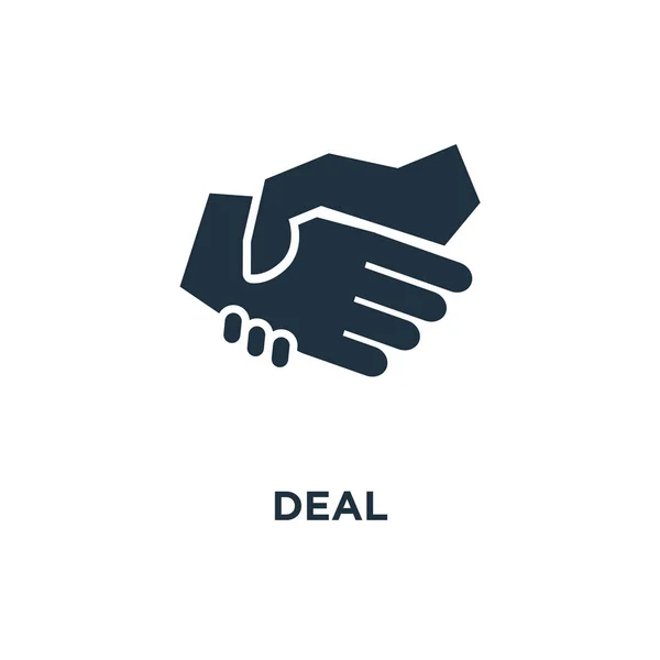 Het Pictogram Van Deal Zwarte Gevuld Vectorillustratie Deal Symbool Witte — Stockvector