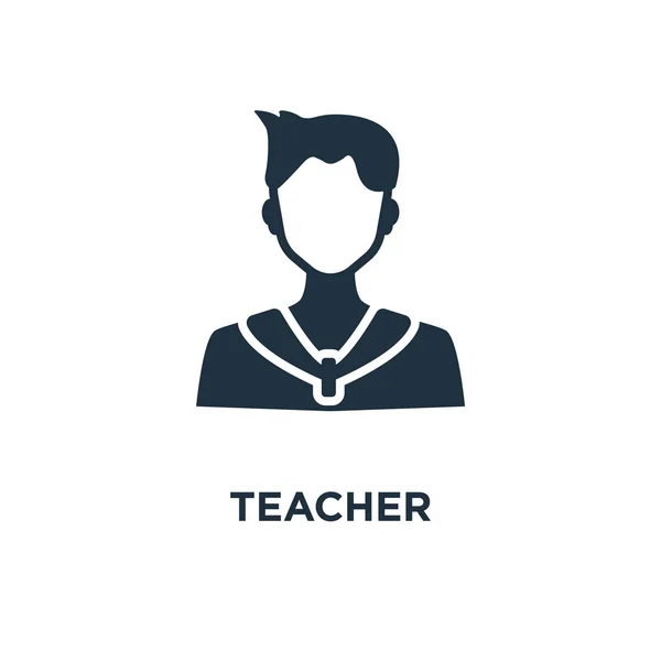Teacher Icon Black Filled Vector Illustration Teacher Symbol White Background — Stock Vector