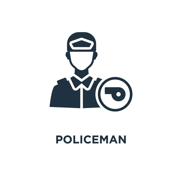Ikona Policjanta Black Wypełnione Ilustracji Wektorowych Policjant Symbol Białym Tle — Wektor stockowy