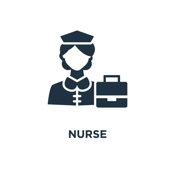 Icono Enfermera Ilustración Vectorial Negra Símbolo Enfermera Sobre Fondo Blanco — Archivo Imágenes Vectoriales