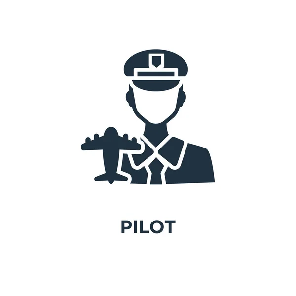 Pilot Ikonen Svart Fyllt Vektorillustration Pilot Symbol Vit Bakgrund Kan — Stock vektor