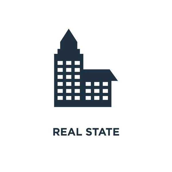 Real state icon. Black filled vector illustration. Real state symbol on white background. Can be used in web and mobile.