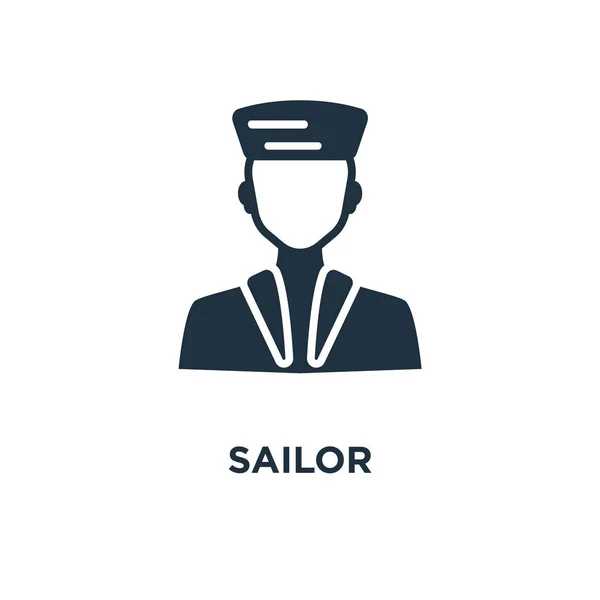 Sailor Icon Black Filled Vector Illustration Sailor Symbol White Background — Stock Vector