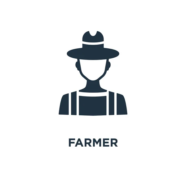 Farmer Icon Black Filled Vector Illustration Farmer Symbol White Background — Stock Vector