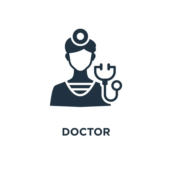 Lekarz Ikona Black Wypełnione Ilustracji Wektorowych Lekarz Symbol Białym Tle — Wektor stockowy