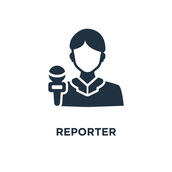 Reporter Ikonen Svart Fyllt Vektorillustration Reporter Symbol Vit Bakgrund Kan — Stock vektor