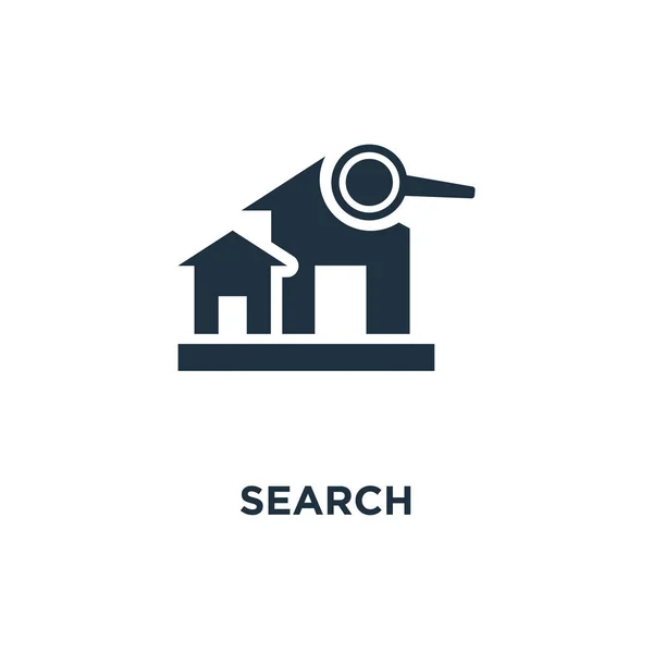 Ikonę Wyszukiwania Black Wypełnione Ilustracji Wektorowych Szukaj Symbol Białym Tle — Wektor stockowy