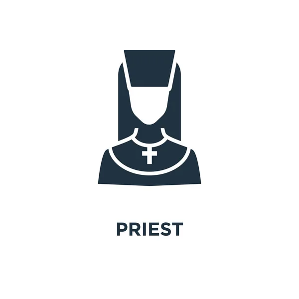 神父图标 黑色填充矢量图 在白色背景上的牧师符号 可用于网络和移动 — 图库矢量图片