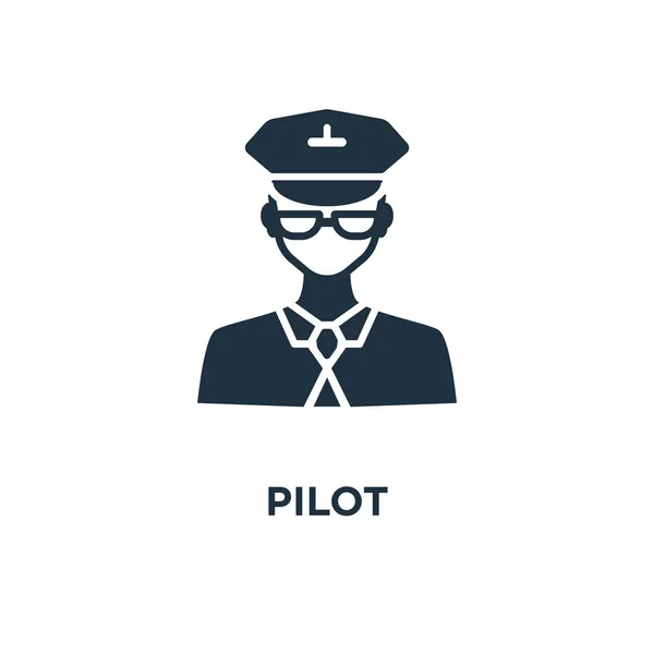 Icône Pilote Illustration Vectorielle Remplie Noir Symbole Pilote Sur Fond — Image vectorielle