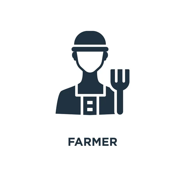 Farmer Icon Black Filled Vector Illustration Farmer Symbol White Background — Stock Vector