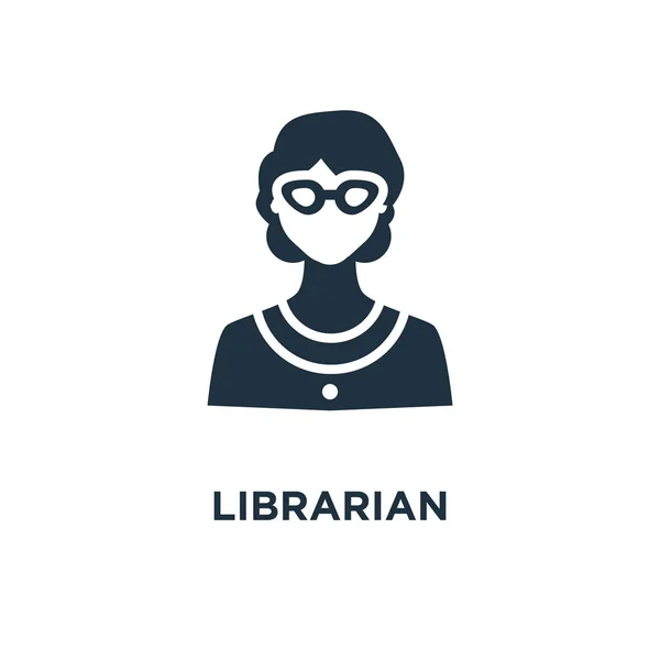 Bibliothecaris Pictogram Zwarte Gevuld Vectorillustratie Bibliothecaris Symbool Witte Achtergrond Kan — Stockvector