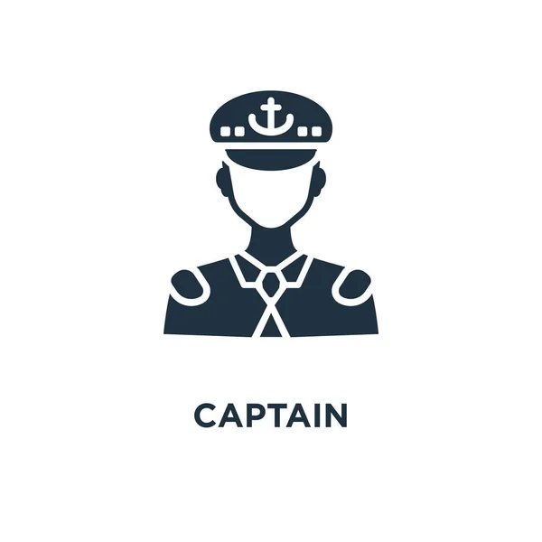 Kaptan Simgesi Siyah Vektör Çizim Dolu Beyaz Arka Plan Kaptan — Stok Vektör