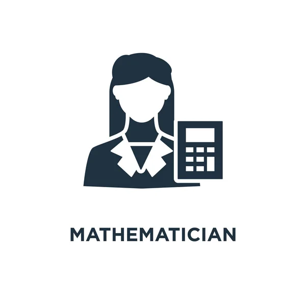 Mathematician Icon Black Filled Vector Illustration Mathematician Symbol White Background — Stock Vector