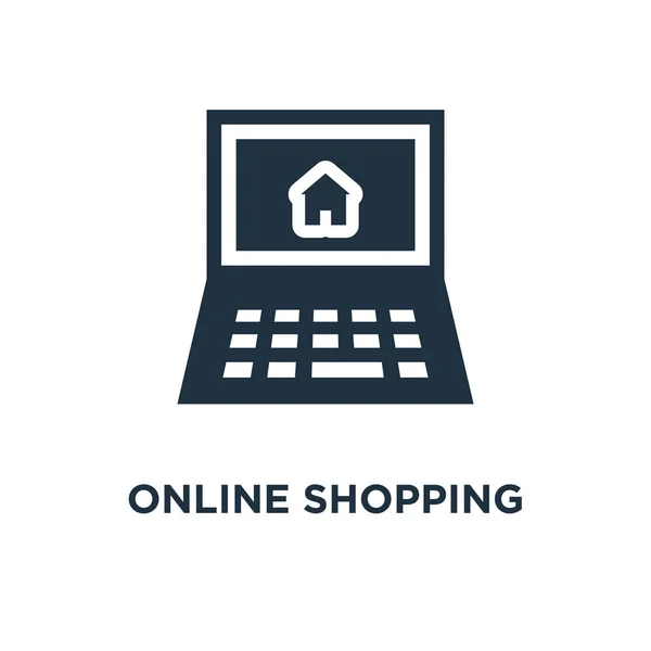 Symbol För Online Shopping Svart Fyllt Vektorillustration Online Shopping Symbol — Stock vektor