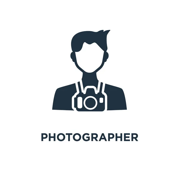 Photographer Icon Black Filled Vector Illustration Photographer Symbol White Background — Stock Vector