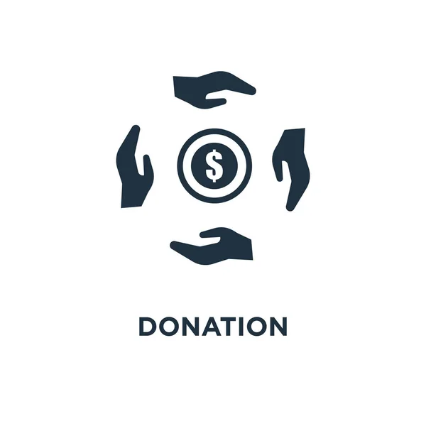 Ícone Doação Ilustração Vetorial Cheia Preto Símbolo Doação Fundo Branco — Vetor de Stock