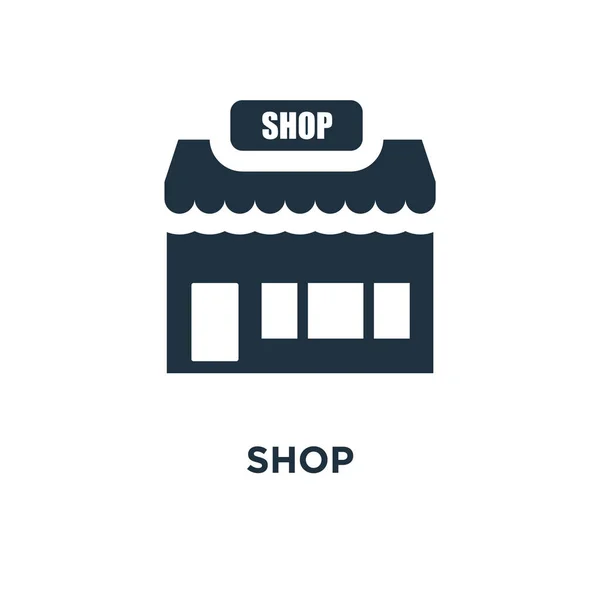 Shop Icon Black Filled Vector Illustration Shop Symbol White Background — Stock Vector
