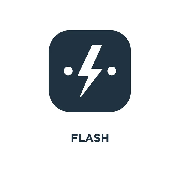 Flash Simgesi Siyah Vektör Çizim Dolu Beyaz Arka Plan Flash — Stok Vektör