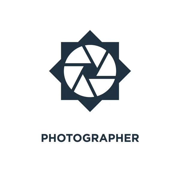 Het Pictogram Van Fotograaf Zwarte Gevuld Vectorillustratie Fotograaf Symbool Witte — Stockvector