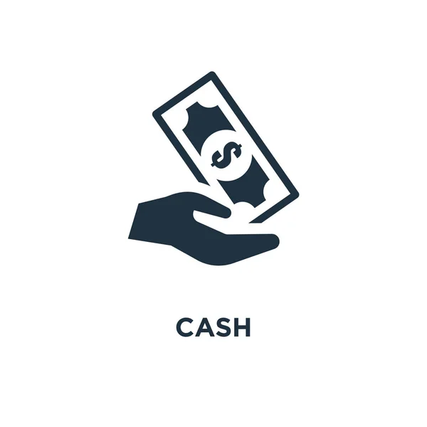 Gotówki Ikona Black Wypełnione Ilustracji Wektorowych Symbol Cash Białym Tle — Wektor stockowy