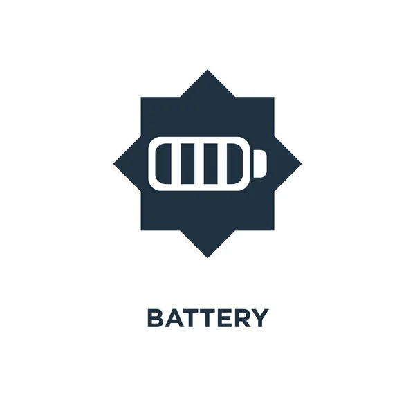 Ikona Baterii Black Wypełnione Ilustracji Wektorowych Symbol Baterii Białym Tle — Wektor stockowy