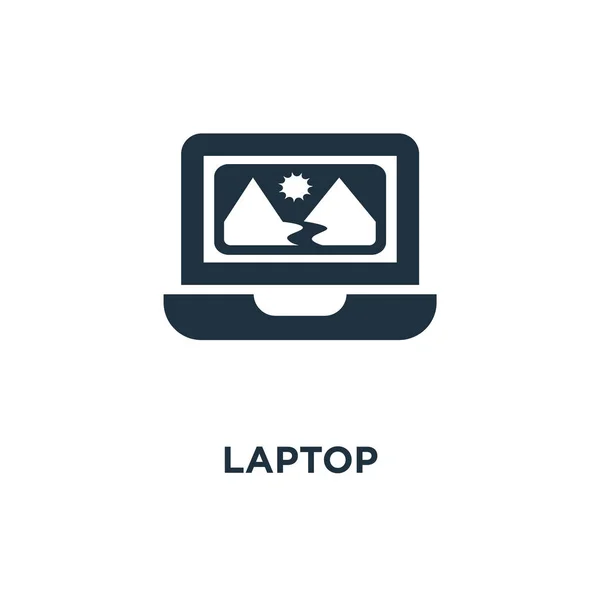 Laptop Symbol Schwarz Gefüllte Vektorabbildung Laptop Symbol Auf Weißem Hintergrund — Stockvektor