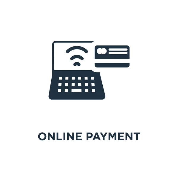 Иконка Онлайн Оплаты Черная Заполненная Векторная Иллюстрация Символ Онлайн Оплаты — стоковый вектор