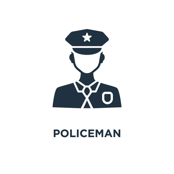 Икона Полицейского Черная Заполненная Векторная Иллюстрация Символ Полицейского Белом Фоне — стоковый вектор