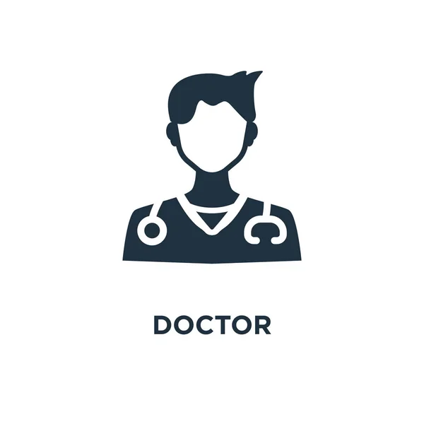 Het Pictogram Van Arts Zwarte Gevuld Vectorillustratie Dokter Symbool Witte — Stockvector