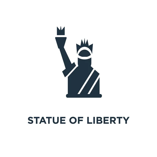 Icono Estatua Libertad Ilustración Vectorial Negra Estatua Símbolo Libertad Sobre — Vector de stock