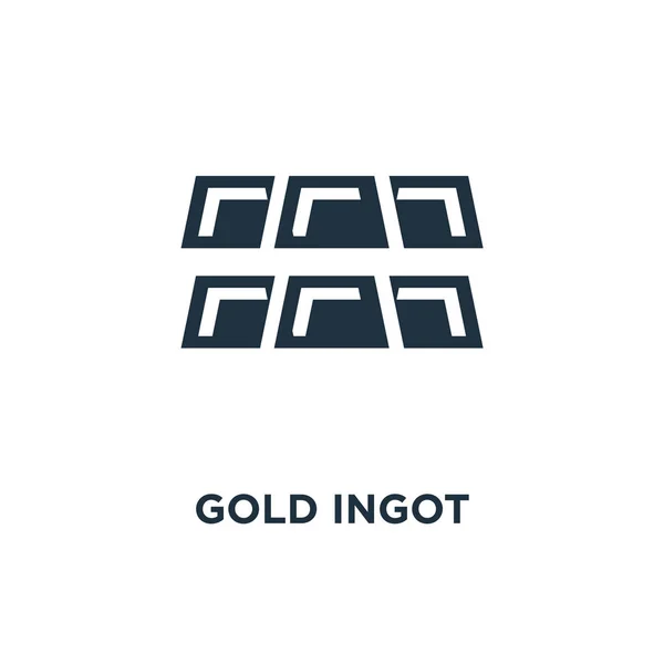 Ícone Lingote Ouro Ilustração Vetorial Cheia Preto Símbolo Lingote Ouro — Vetor de Stock