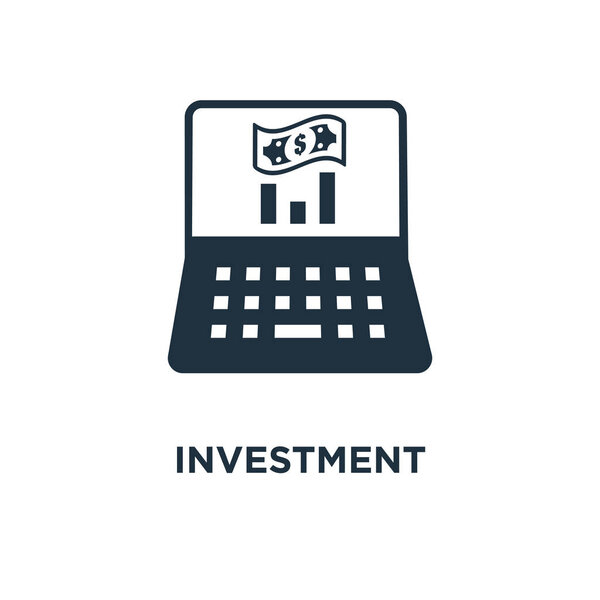 Investment icon. Black filled vector illustration. Investment symbol on white background. Can be used in web and mobile.