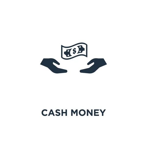 Cash Money Ikonra Fekete Töltött Vektoros Illusztráció Cash Money Szimbólum — Stock Vector
