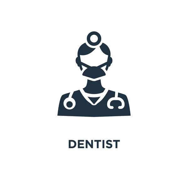 Dentist Icon Black Filled Vector Illustration Dentist Symbol White Background — Stock Vector