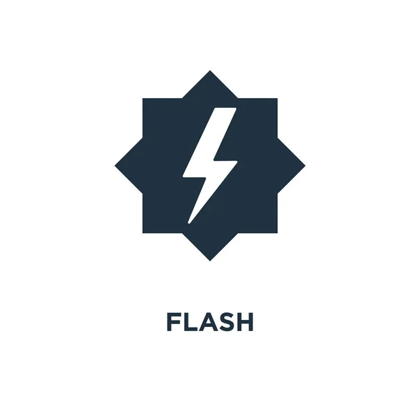 Pictogram Van Flits Zwarte Gevuld Vectorillustratie Flash Symbool Witte Achtergrond — Stockvector