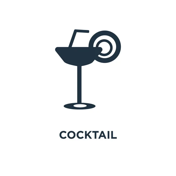 Ícone Cocktail Ilustração Vetorial Cheia Preto Símbolo Cocktail Fundo Branco — Vetor de Stock