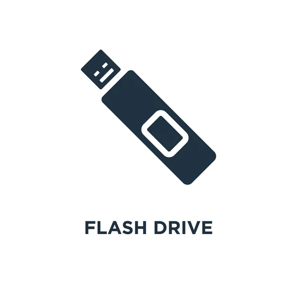 Ícone Pen Drive Ilustração Vetorial Cheia Preto Flash Drive Símbolo — Vetor de Stock