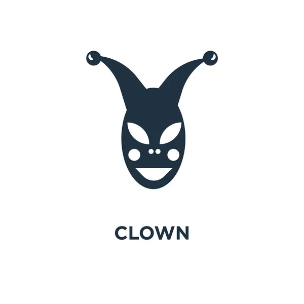 Ikona Clown Black Wypełnione Ilustracji Wektorowych Klaun Symbol Białym Tle — Wektor stockowy