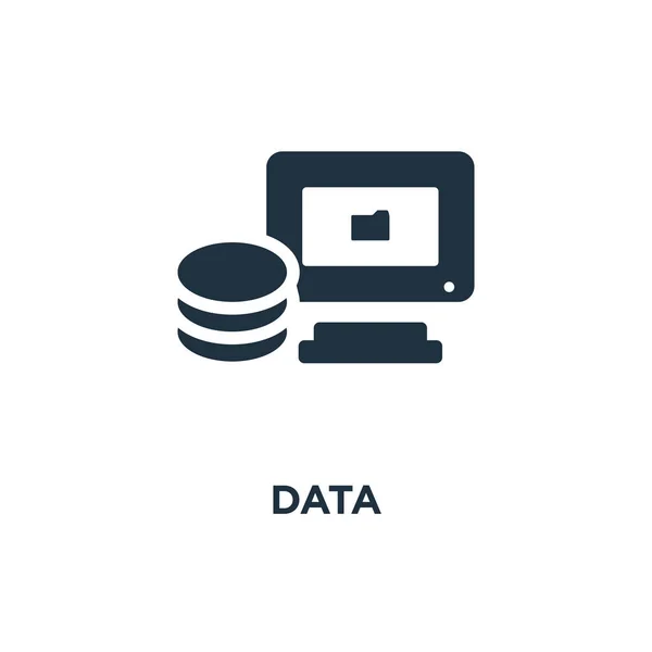 Pictogram Voor Gegevens Zwarte Gevuld Vectorillustratie Gegevens Symbool Witte Achtergrond — Stockvector