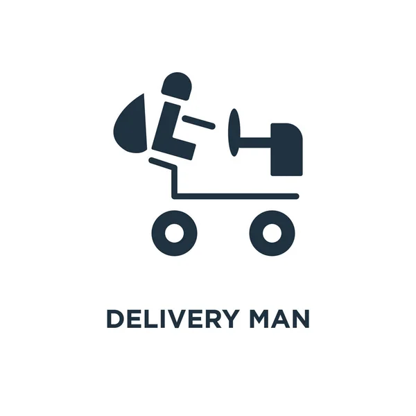 Delivery Man Icon Black Filled Vector Illustration Delivery Man Symbol — Stock Vector