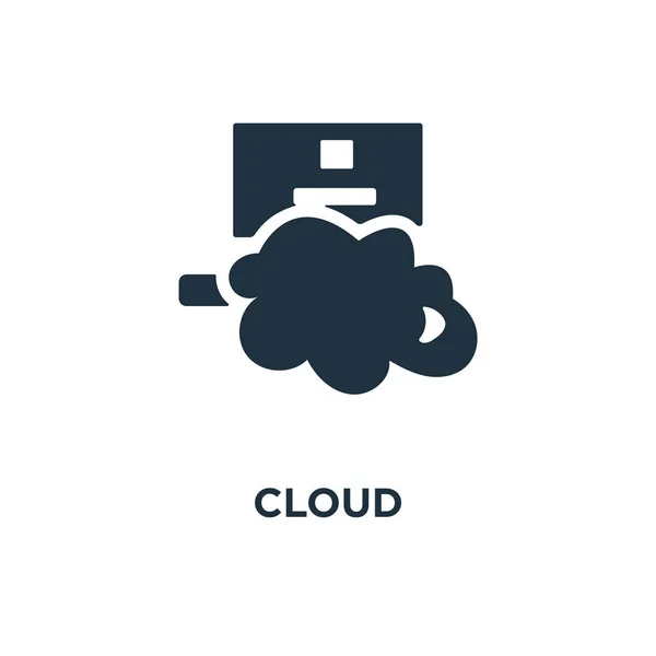 云图标 黑色填充矢量图 白色背景上的云符号 可用于网络和移动 — 图库矢量图片