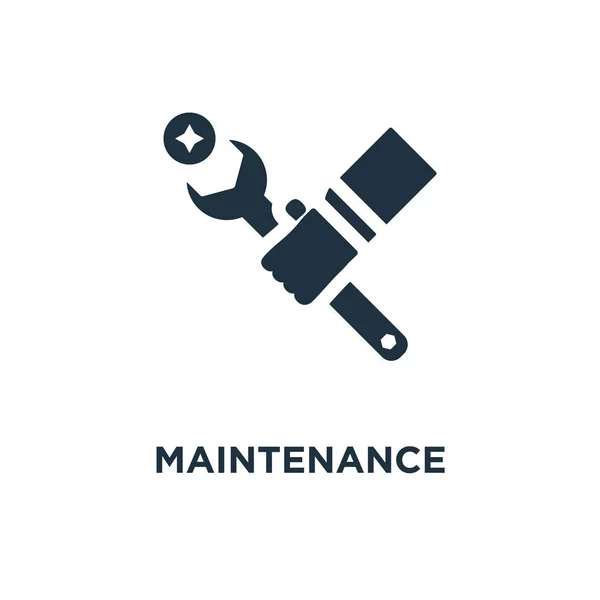 Icône Maintenance Illustration Vectorielle Remplie Noir Symbole Entretien Sur Fond — Image vectorielle