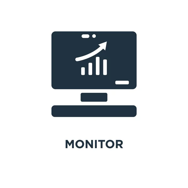 Icono Del Monitor Ilustración Vectorial Negra Monitor Símbolo Sobre Fondo — Vector de stock