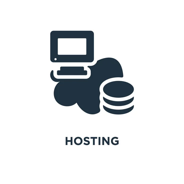 Hosting Ikona Black Wypełnione Ilustracji Wektorowych Hosting Symbol Białym Tle — Wektor stockowy