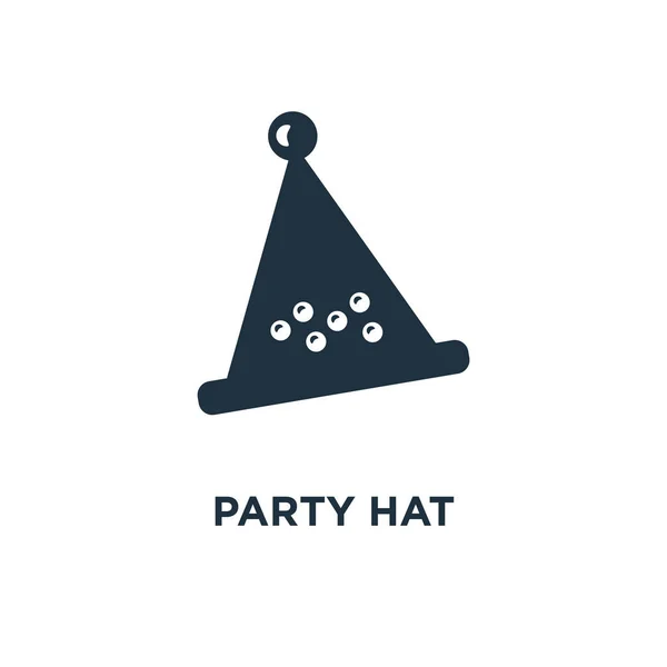 Party Hatt Ikonen Svart Fyllt Vektorillustration Party Hatt Symbol Vit — Stock vektor