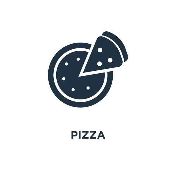 Icono Pizza Ilustración Vectorial Negra Símbolo Pizza Sobre Fondo Blanco — Vector de stock