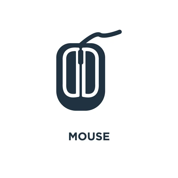 マウス アイコン ブラックは ベクター グラフィックを充填しました 白い背景の上のマウスのシンボルです Web およびモバイル使うことが — ストックベクタ