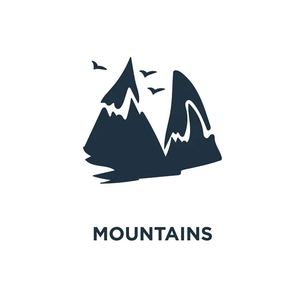 Icono Las Montañas Ilustración Vectorial Negra Símbolo Las Montañas Sobre — Vector de stock