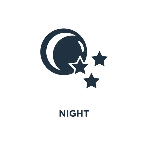 Night Icon Black Wypełnione Ilustracji Wektorowych Noc Symbol Białym Tle — Wektor stockowy