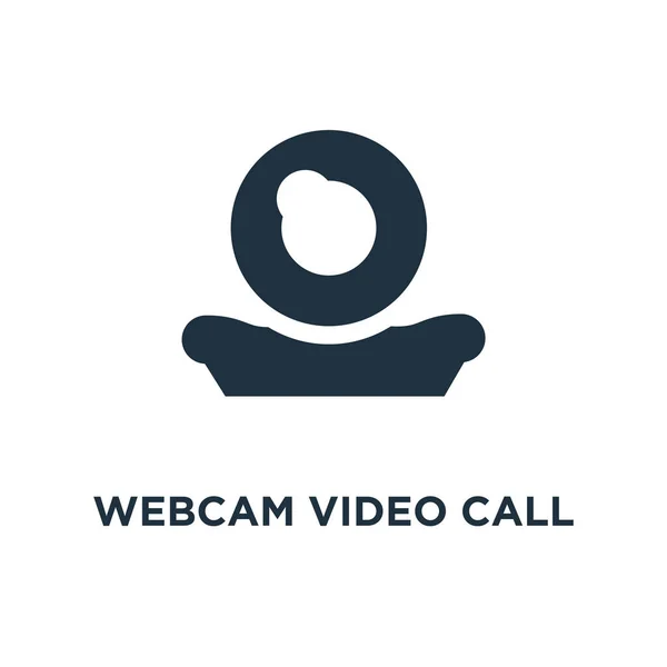 Icône Appel Vidéo Webcam Illustration Vectorielle Remplie Noir Webcam Appel — Image vectorielle